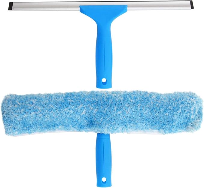 MR.SIGA Professional Window Squeegee & Microfiber Window Scrubber, 14 inch | 2 in 1 squeegee window cleaner tool