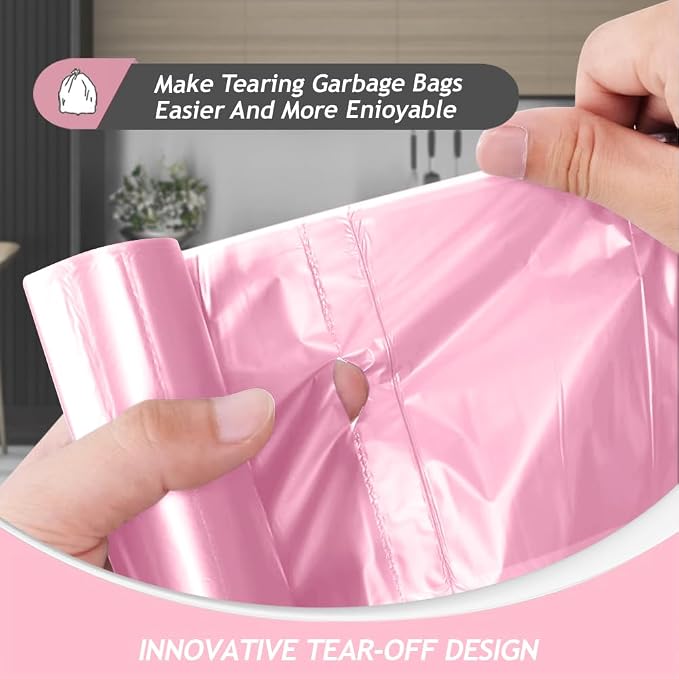 Teivio Pink Trash Bags 2 Gallon 170 Count Bathroom Garbage Bags | Fit 5-8 Liters,1.5,1.6,1.8Gal,Mini Plastic Waste Basket Bins Can Liners for Home Bathroom Office Car dog poop bags