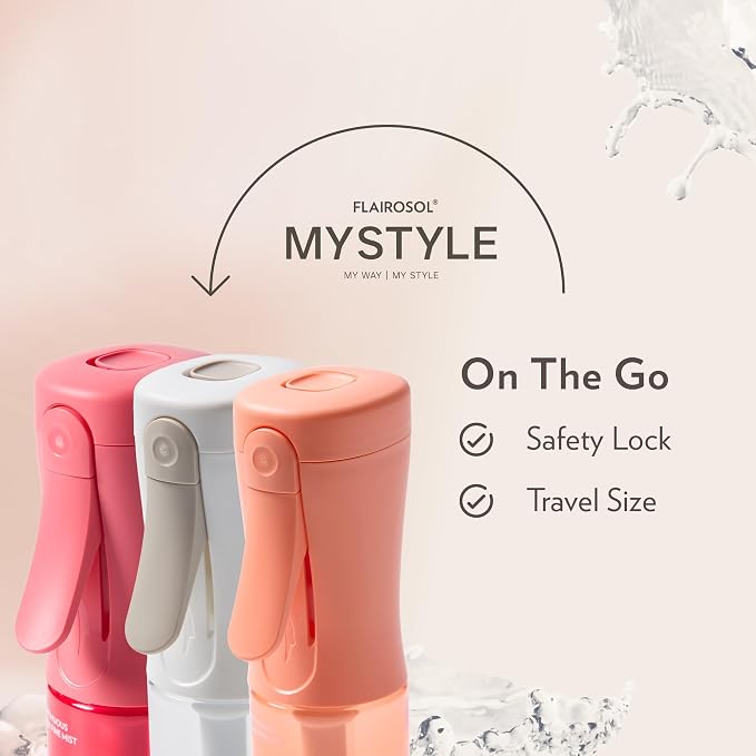 FLAIROSOL MyStyle Travel Continuous Spray Bottle, 3 Pack, 3.04oz/90ml | Ultra fine continuous mist for face, hairstyling, salon, cleaning, beauty, toners, hydration & makeup