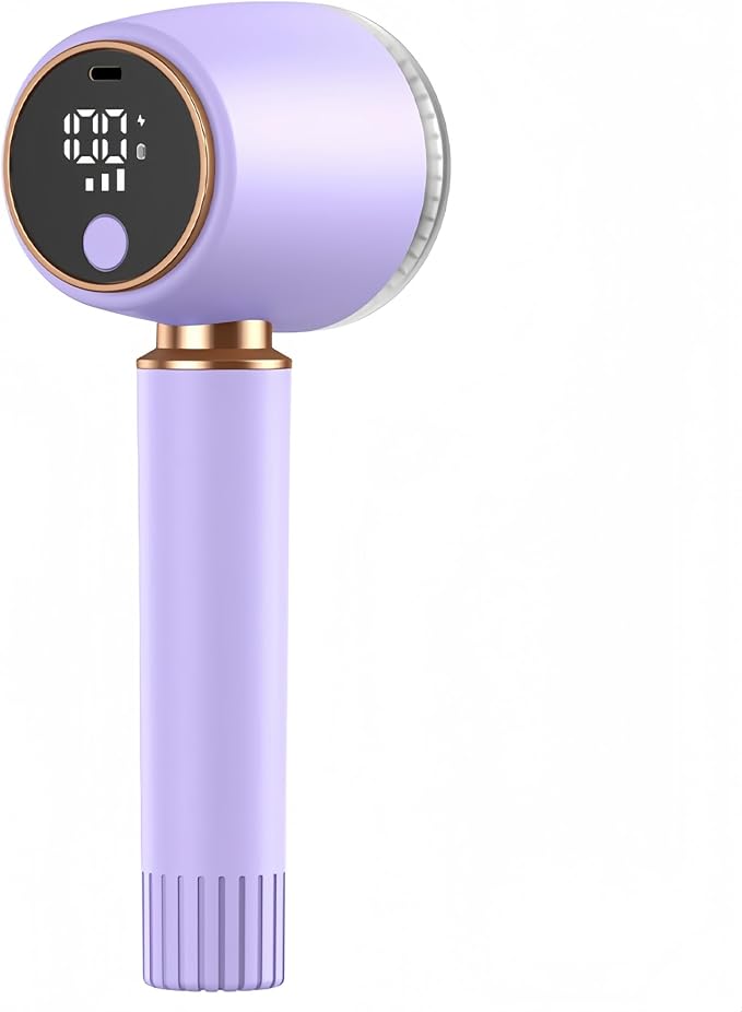 2-in-1 New Fabric Shaver and Lint Remover (Purple) | Rechargeable Electric Clothes Defuzzer with LED Display, 6 Blades & 3 Speeds for Sweater, Blanket, Furniture