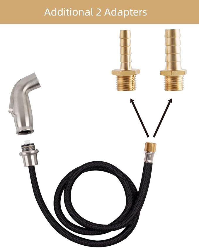Universal Sink Spray Attachment with Braided Hose Set, Brushed Nickel | NSF/ANSI/CAN 372 Certified, Quick Side Connector Compatible with Moen Faucet Sprayer Head, Kitchen Sink Faucet Attachment