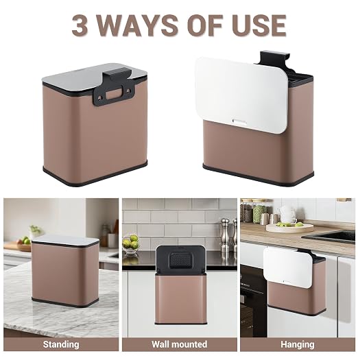 1.3 Gallon/5L Stainless Steel Step Trash Can, Soft Close Garbage Bin with Detachable Inner Bucket,Fingerprint Resistant,Dual-Use Waste & Recycling Container for Home Kitchen, Bathroom and Office