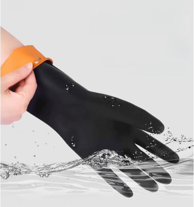 Household Cleaning 18inch Kitchen Dishwashing Rubber Gloves | Red Long Sleeved Heavy-duty Waterproof gloves, household kitchen dishwashing, Long cuffs, Reusable, Non slip