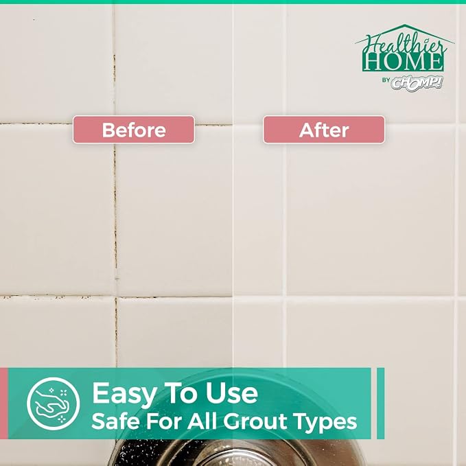 CHOMP! Grout Cleaner Bundle, Includes Grout Brush, Refreshes Grout and Removes Stains on Tile Floors and Bathroom Walls & Kitchens (4 Pack Set)