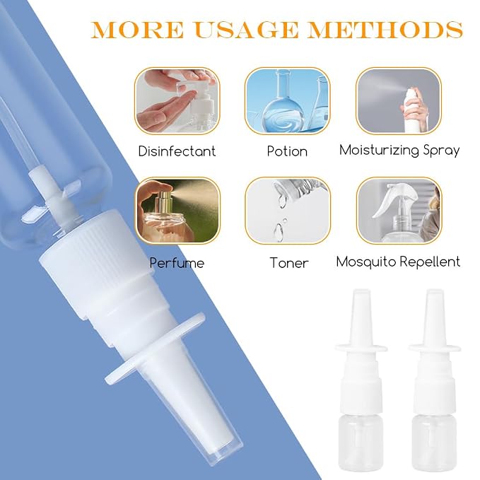 12Pcs Mini Plastic Nasal Spray Bottles - 5Ml Portable Empty Refillable Fine Mist Sprayers Cosmetic Perfume Makeup Water Storage Holder Container (Clear)