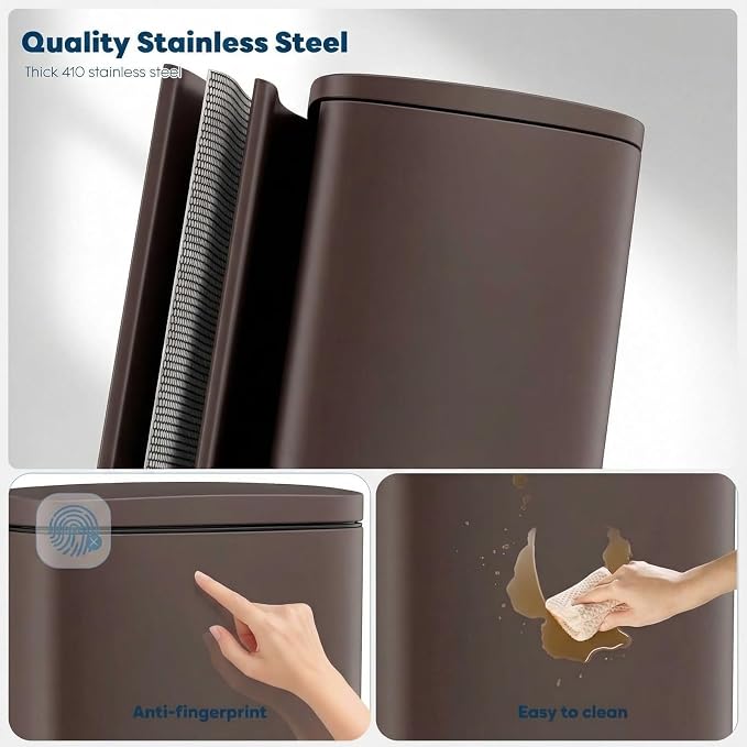 8 Gal Kitchen Trash Can, 30L Recycling or Garbage Bin, with Step-On Pedal | Brushed Stainless Steel Waste Basket, Soft&Quiet Close Dustbin, Removable Inner Bucket, for Home, Office, Living Room
