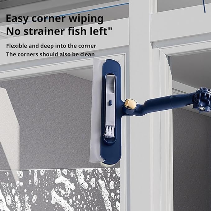 Window Cleaning Equipment, 163 cm Long Handle Professional Shower Glass Washing Brush, Extendable Professional Windshield Cleaner Kit, Scraper and Microfiber Pad Combo for Glass Wall Car Home Kitchen