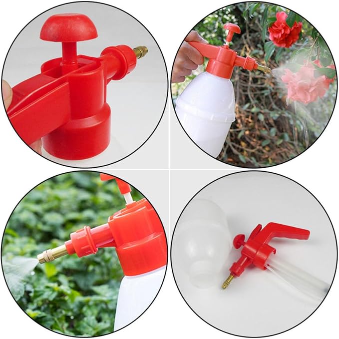 2pcs L Red Garden Sprayer with Adjustable Nozzle for Plants | Pp and Copper Build, Refillable 0.8l Capacity, Portable Indoor Outdoor Use