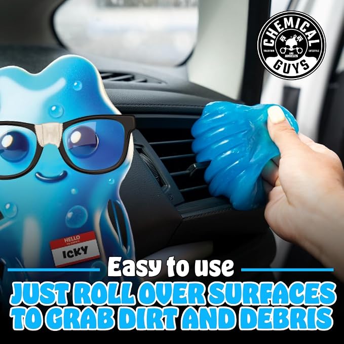 Chemical Guys, 9-Piece Interior Car Cleaning Kit, Cleaner, Gel, Brushes | Sticky Icky Car Cleaning Gel, detailing brushes, and microfiber towels, complete car interior cleaning and refresh bundle