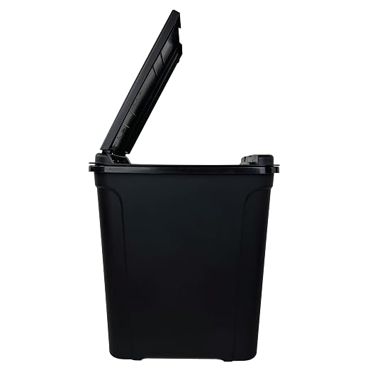7.6 Gallon Touch Top Trash Can, Black Slim Rectangular Plastic Garbage Bin with Push Lid, Odor Block Waste Bucket Fits Standard 8-Gallon Bags for Kitchen Bedroom Office Dorm Bathroom