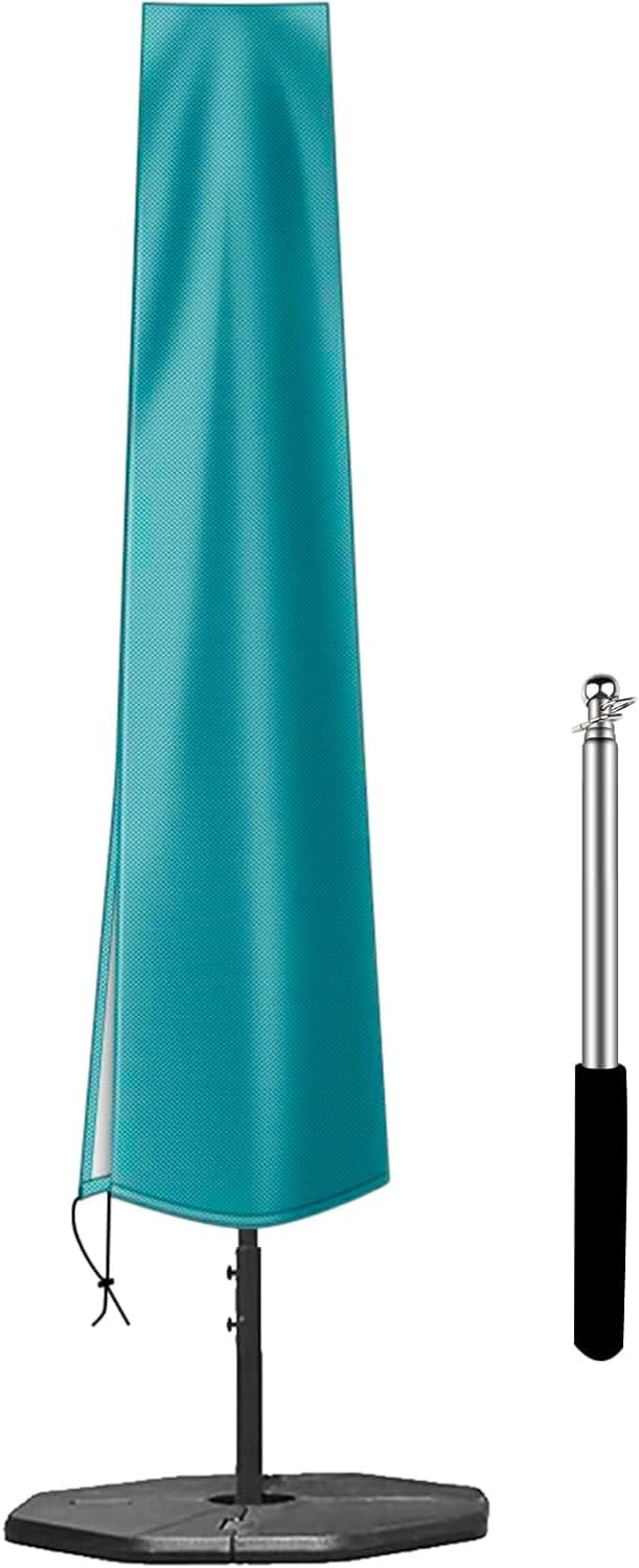 OKPOW Patio Umbrella Cover Waterproof: Fit 9ft to 12ft Outdoor Umbrellas | 420D Oxford with Long Zipper, Protect Umbrella from Sun, Rain, Snow & Dust, Helping Extend Outdoor Umbrella's Life