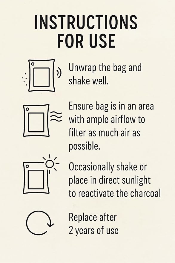 1000g Large Bamboo Charcoal Air Purifier Bag - Car Deodorizer Freshener - Remove Odor and Control Moisture in Your RV, Camper, SUV, Truck, Closet, Mobile Home, Storage - Non fragrant 1kg