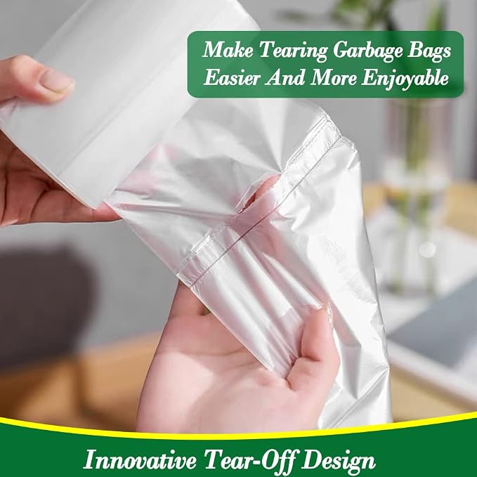 Hommaly 2.6 Gallon 120 pcs Small Clear Trash Bags, Strong 2.5 Gallon Garbage Bags, Bathroom Trash Can Bin Liners Unscented, Mini Plastic Bags for Office, Waste Basket Liner, Fit 6-10 Liters, 2-2.6 Gal