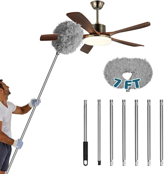Storystore Ceiling Fan Cleaner Duster, Adjustable Microfiber Duster | 7FT Fan Cleaner with 13-78" Pole for Cleaning Fan Blades, Cobwebs, Walls, Doors and Windows, Brush for Dust Removal