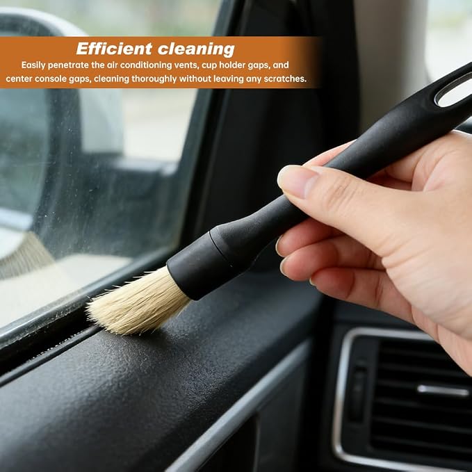 6Pcs Car Detailing Brush Set for Cleaning Interior or Exterior, Car Interior Detailing Brush for Air Vents, Wheels and ect, Universal C-ar Dust Bru-sh for Most Vehicles(Color:Black)