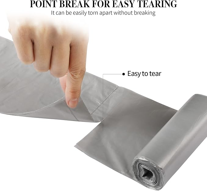 5 Rolls Small Trash Bags - 200 Counts 4 Gallon Small Garbage Bags (Silver) | Durable for home office kitchen Bathroom Bedroom Trash Can liners