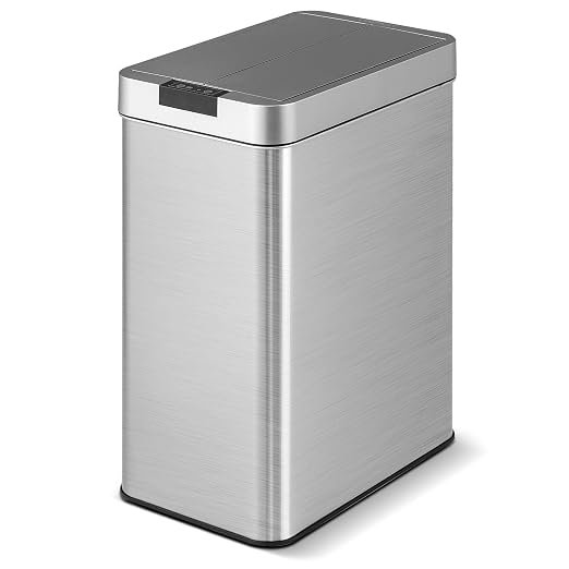 Trash Can, 13.2 Gallon Motion Sensor Garbage Bin with Wing Lids, Anti-Fingerprint Touchless Waste Bin with Soft-Closing & Stay Open, Stainless Steel Garbage Can for Narrow Spaces