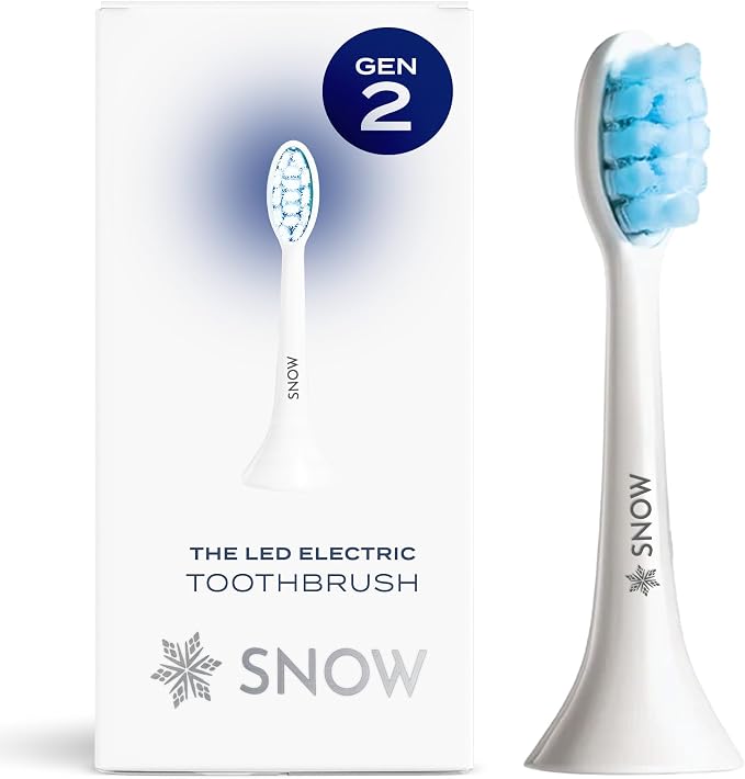 SNOW Gen 2 Electric Toothbrush Replacement Head - Soft Sonic Brush, White | Blue LED light, sonic cleaning technology, gentle soft sonic brush heads, whitening & sensitive teeth