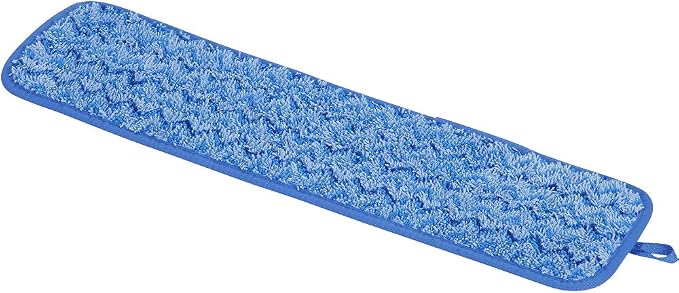 Rubbermaid Commercial Products Mop Head for Microfiber Damp Mop, 18-Inch, Blue, Heavy-Duty Single Sided Cleaning Cloth for Hardwood/Tile/Laminated Floors in Kitchen/Lobby/Office