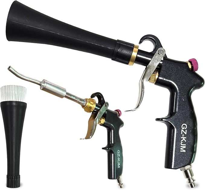 Air Blow Gun Car Interior Cleaning Gun High Pressure Car Detailing Cleaning Tool with Nozzle and Auto Detailing Dusting Brush for Quickly Blasts Dirt and Dust from Surface