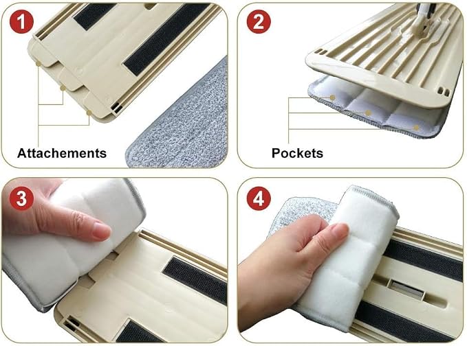 6 Pack Flat Mop Pads, 13" X 4.9" Flat Mop Microfiber Mop Head/Refill/Pad, Washable Squeeze Cleaning Mop Pads Replacement Heads - Grey | Reusable Cleaning Pads for Efficient Everyday Floor Cleaning