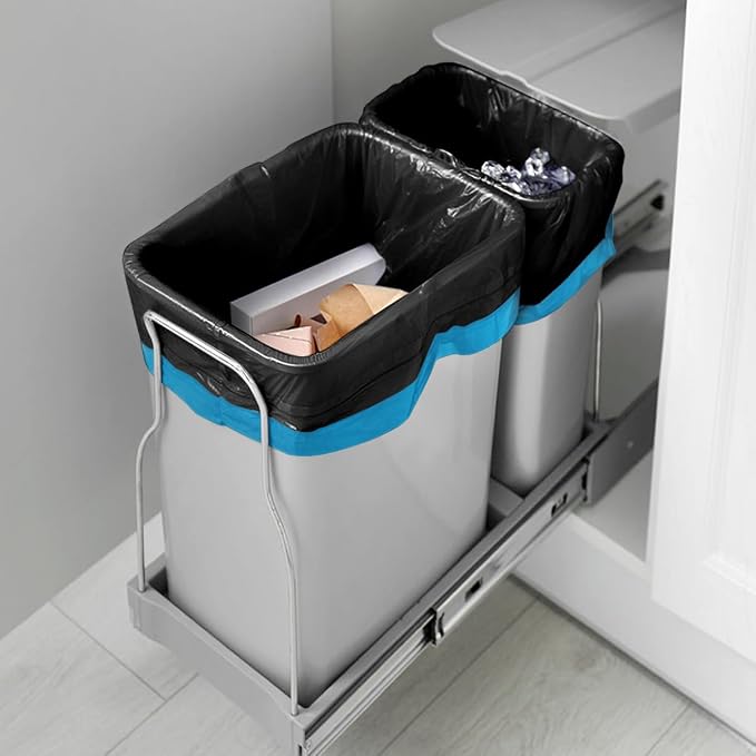 21 Gallon 120 Counts Strong Drawstring Trash Bags Garbage Bags by Teivio,Fit 20 Gal Bathroom Trash Can Bin Liners, Plastic Bags for home office kitchen, Black