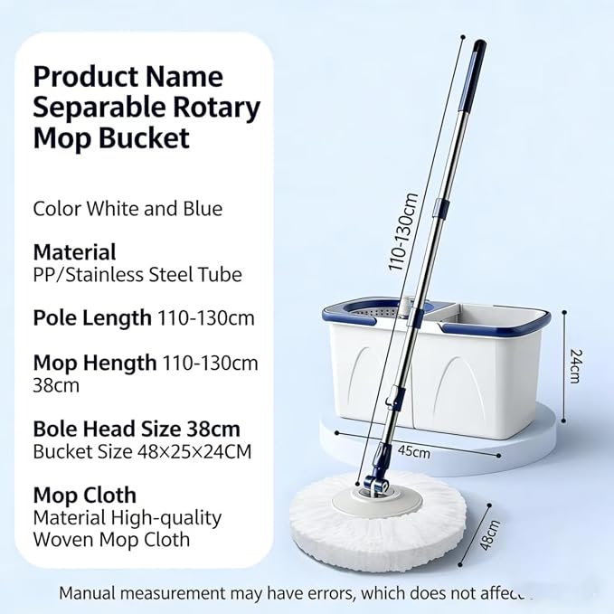 Spin Mop and Bucket Set | Hands Free Wringer System, Multi Surface Floor Cleaning Mop for Hardwood, Tile, and Vinyl Floors