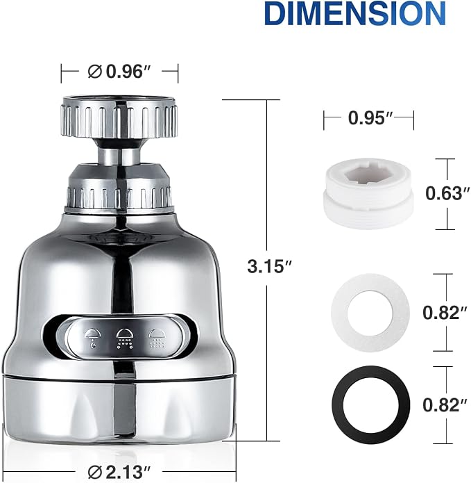 Faucet Sprayer Attachment, 360 Degree Rotating Faucet Aerator Accessories, 3 Mode Adjustable Kitchen Sink Tap Head Water Saving Extend Nozzle Chrome Plated,(Pack of 2)