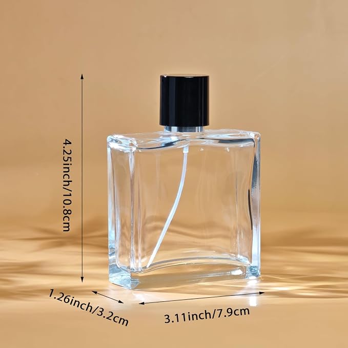 100ml/3.4Oz Glass Spray Perfume Bottle Empty Cologne Atomizer | Refillable Perfume Spray Bottle Container with 3 Kinds of Dispenser