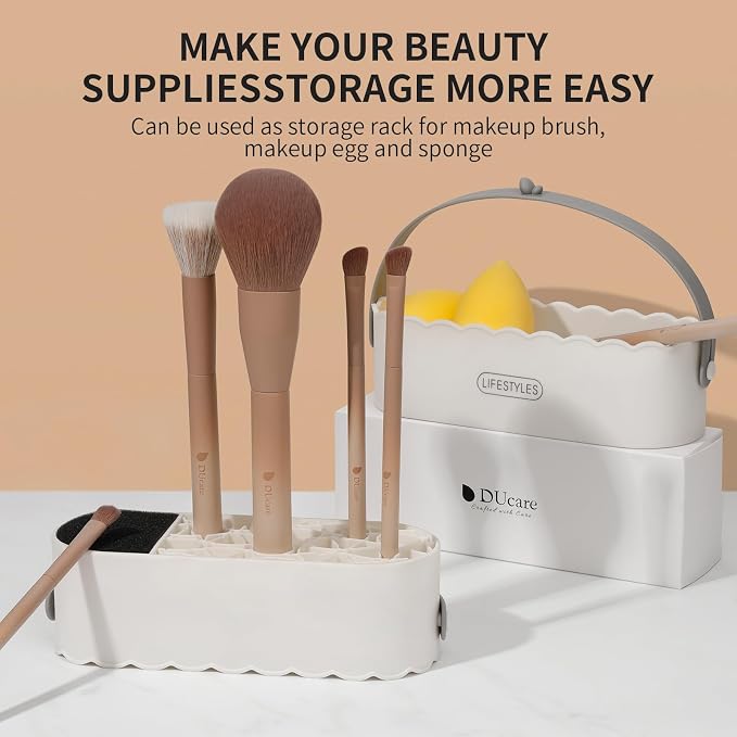 DUcare Makeup Brush Cleaner Mat 4 in 1 Silicone Makeup Brush Cleaner Bowl Cosmetic Brushes Cleaning Tool Organizer for Storage and Air Drying