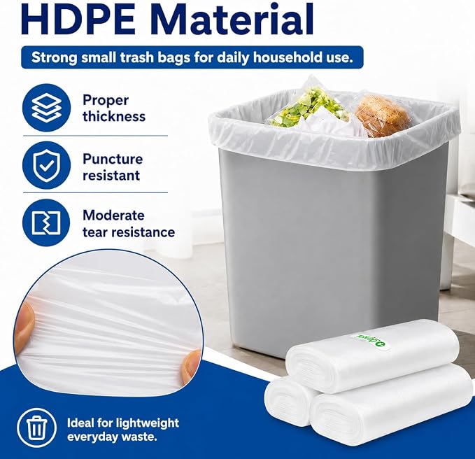 Teivio Small Trash Bags 3 Gallon 150 Counts 3 Gallon 3.1 Gallon 3.2 Gallon fit 10 liter Garbage Bags, Waste Basket Bags,Bathroom Trash Can Bin Liners, Plastic Bags for home office kitchen, Clear | Fit 10-12 Liters,2.5,2.6,2.8Gal,Mini Plastic Waste Bask...