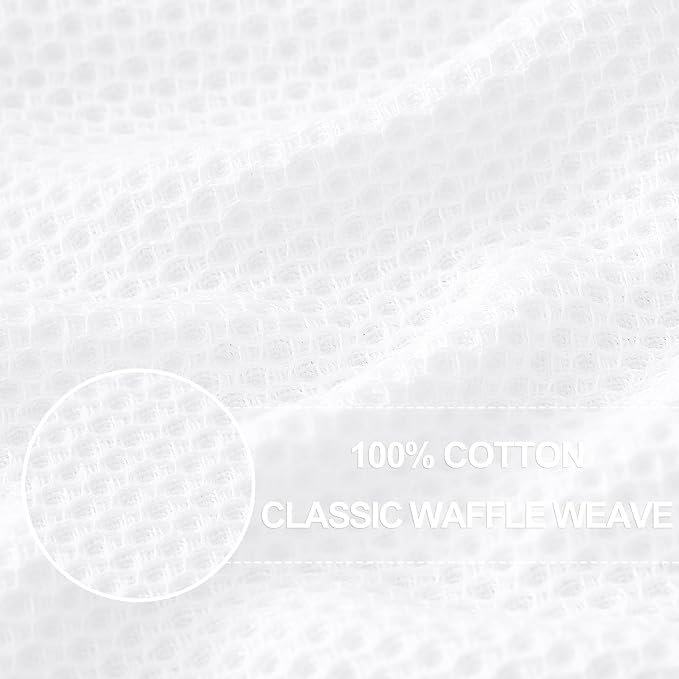 Homaxy 100% Cotton Waffle Weave Kitchen Dish Towels 18-Pack, White | 13 x 28 Inches, Ultra Soft Absorbent Dish Towels, Quick Drying Cleaning Towels