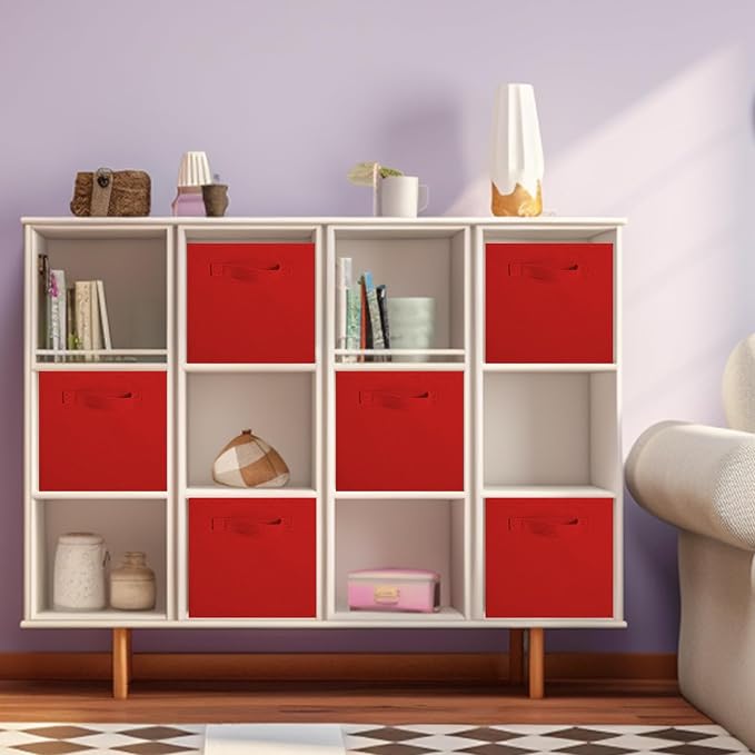 ShellKingdom Storage Bins, Foldable Fabric Storage Cubes And Cloth Storage | Storage Organizer For Closet And Toys, 10.5x10.5x11 INCH, 6 Pack (Red)