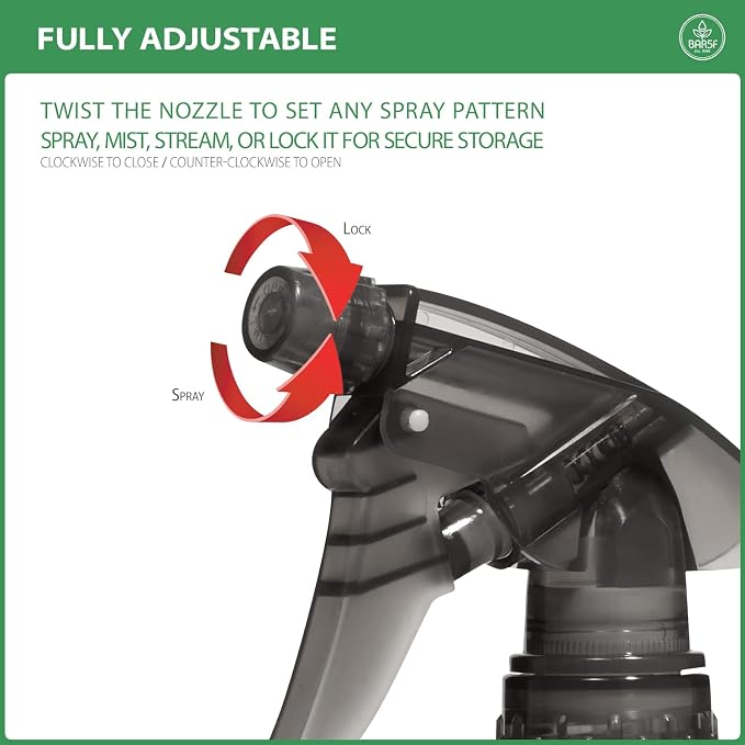 Bar5F Plastic Spray Bottle, 12 oz, 2 Count | Leak Proof, Empty, Trigger Handle, Adjustable Fine to Stream Output, Refillable