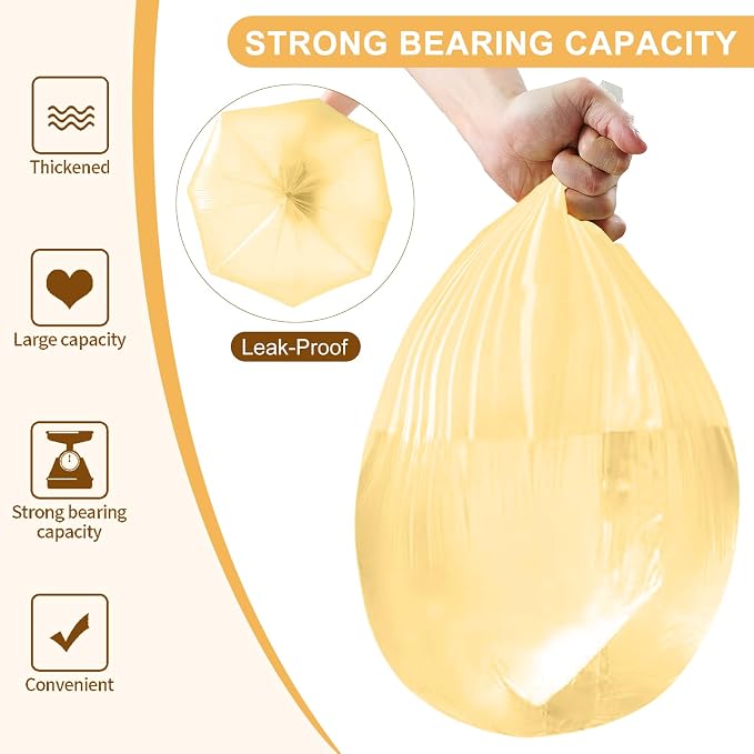 Strengthened 2.6 Gallon Small Trash Bags, 5 Rolls 100 Count, Golden | Strong Disposable Trash Bin Liners Fit 10 Liter Waste Cans. Garbage Bags for Kitchen Office Home Bedroom Garden Waste Bin