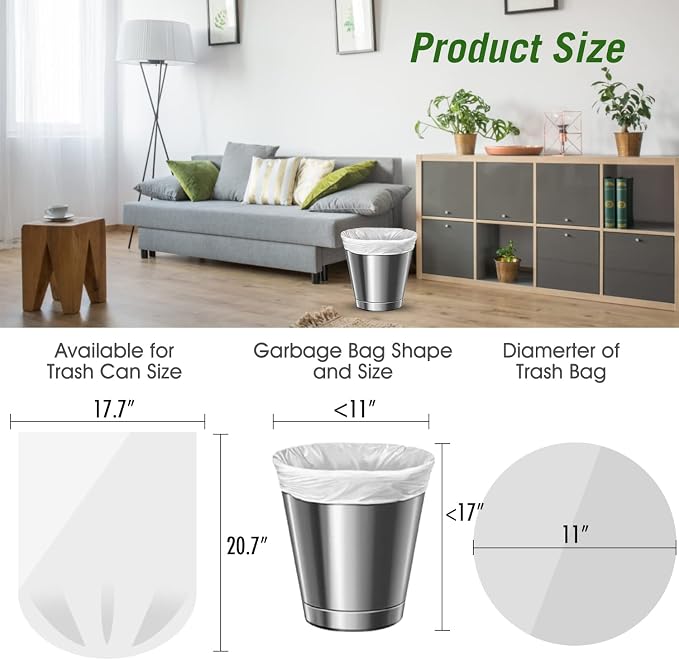 Charmount 4 Gallon Small Trash Bags - 180 Counts Garbage Bags | Unscented Thick White Trash Bag for Bathroom, Kitchen, Office and Bedroom Trash Can