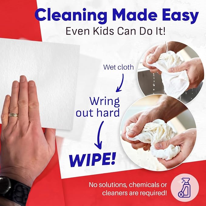 ZAP Cloth Premium Microfiber Cleaning Cloth (3-Pack), Reusable Glass Cleaning Towel, Lint-Free Polishing Cloth for Windows, Mirrors, Chrome, Stainless Steel, Granite, Home & Auto