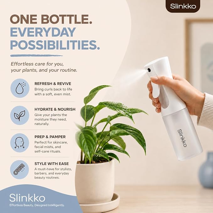 Continuous Spray Bottle for Hair - 150ml Matte White Ultra Fine Continuous Mist Spray Bottle - Refillable Mini Water Spray Bottle for Hair Salon Styling & Plant Misters for Inside