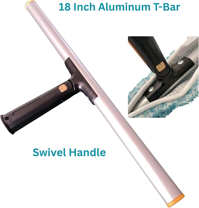 18 Inch Window Squeegee and Window Washer, Professional Window Cleaning Kit, Swivel Handle Squeegee with Aluminum T-Bar Window Scrubber and Microfiber Sleeve