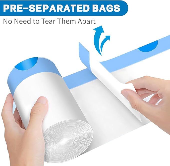 4 Gallon Trash Bags Drawstring, Small Trash Bags Tear-Free, 4 Gal Unscented White Small Garbage Bags, Separated Thick Plastic Wastebasket Liners for Toilet Home Office and Bedroom, 60 Count