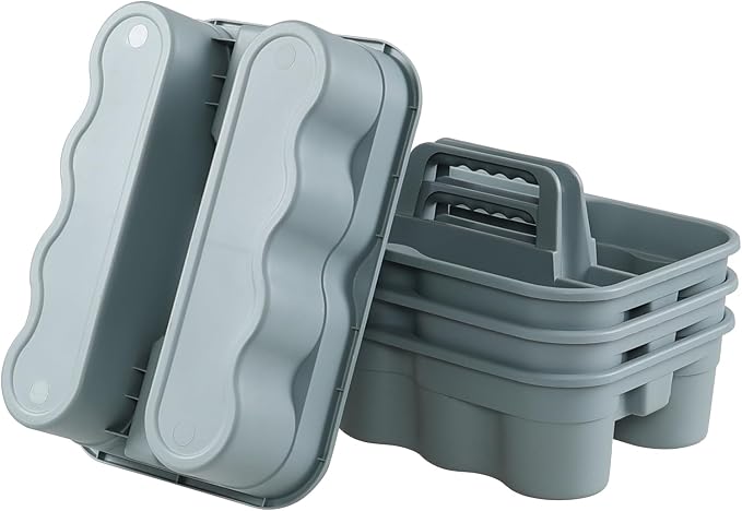 Ramddy Compartment Plastic Cleaning Caddy Basket, 4 Packs | Multipurpose, Commercial, Household Organizer Caddies
