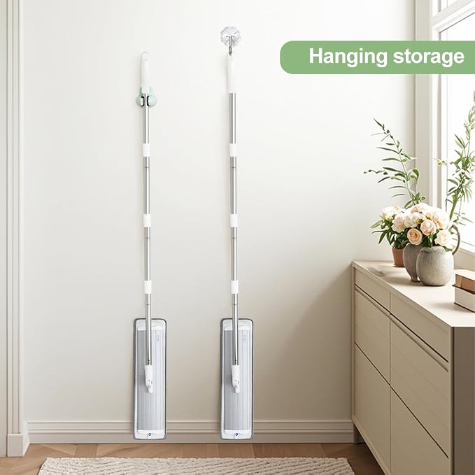 CQT 18" Commercial Flat Microfiber Floor Mop Cleaning System with 4 Washable Pads Cleaner for Home Cleaning
