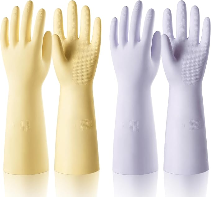ThxToms 2 Pair Nitrile Dishwashing Cleaning Gloves,with Cotton Flocked Liner,Skin-Friendly & Anti-Slip Design,Y&P