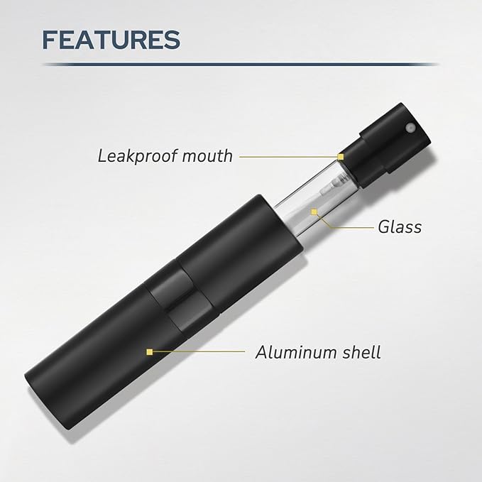 8ml Travel Perfume Bottle Refillable, Atomizer Sprayer for Cologne 3PCS | Twist up spray for fragrance, leak proof, mini size, empty, portable, refill small decanter, for men & women, TSA Black