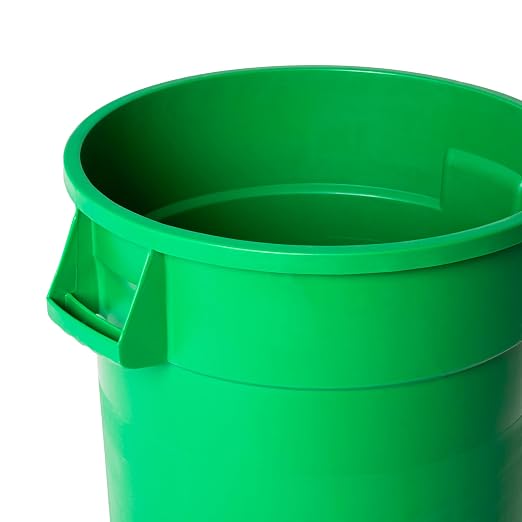 PRO&Family 32 Gallon Green Round Commercial Trash Can/Ingredient Bin Recycling Bin Kitchen Garbage Can Office Garbage Can Trash Barrel Plastic Barrel Yard Waste Bin Outdoor Trashcan