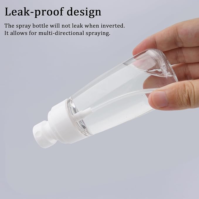 Fine Mist Spray Bottle TSA Approved 3.4oz 100ml 3 Pack Empty Cosmetic Refillable Travel Containers Plastic Spray Bottle for Perfume Essential Oils Toners Rose Water Cosmetics (3Clear)