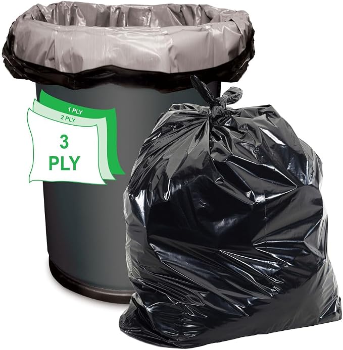 Aluf Plastics 45 Gallon Trash Bags - 1.5 MIL (eq) Black Heavy Duty Trash Can Liners - 40" x 47" - Pack of 100 - For Contractor, Industrial, Commercial, & Outdoor