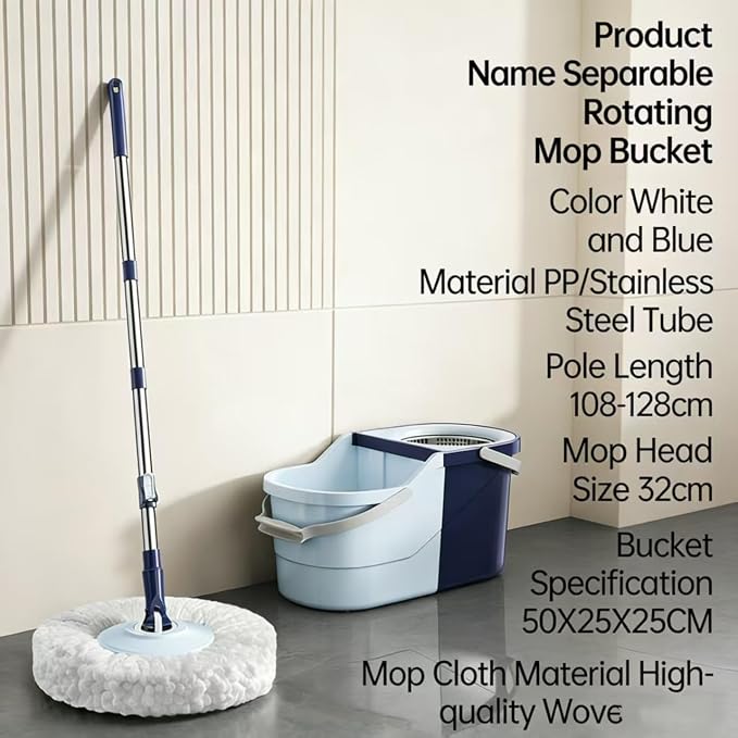Spin Mop and Bucket Set | 4 Washable Microfiber Mop Heads, Durable Replacement Pads for Hardwood, Tile & Multi-Surface Floor Cleaning