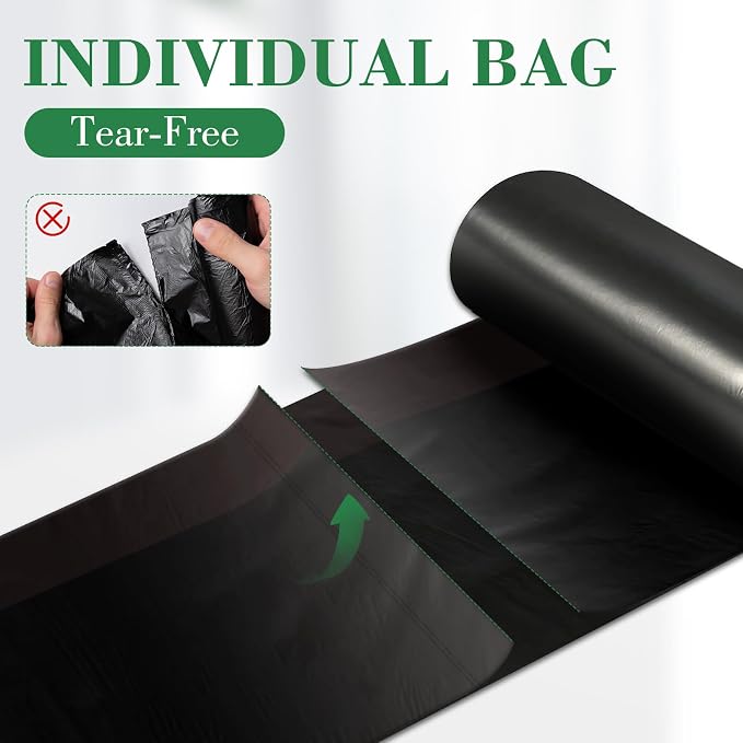 4 Gallon Small Trash Bags Black, Drawstring Garbage Bags, Pre-separated Trash Bin Liners for Bathroom, Bedroom, Office, Kitchen (100 Count, Black)