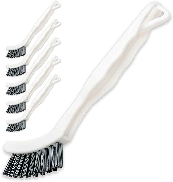 6-Pack Grout Cleaner Brush Scrub Set - Stiff Bristle Scrubbing & Detail Cleaning Brushes for Household Use on Bathtub, Shower, Kitchen, Tile Floors, Sink, Grooves, Window Tracks, Drains